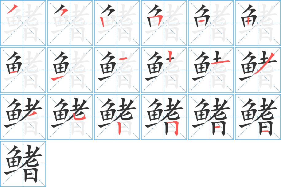 鳍字笔顺的正确写法图