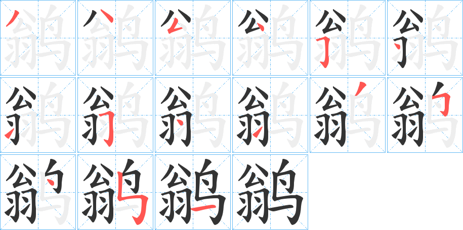 鹟字笔顺的正确写法图
