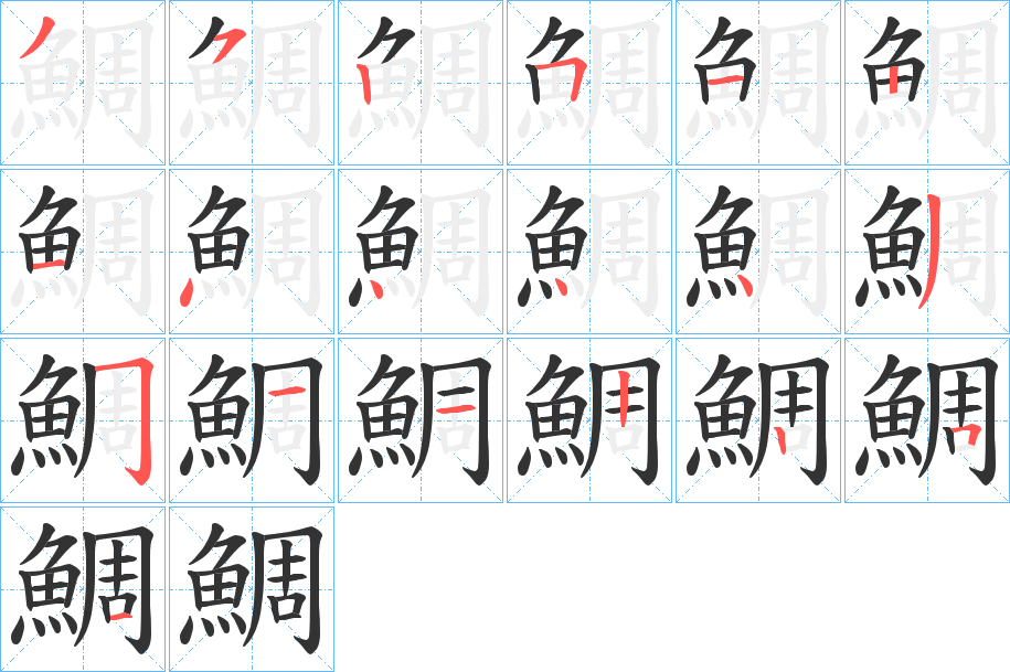 鯛字笔顺的正确写法图